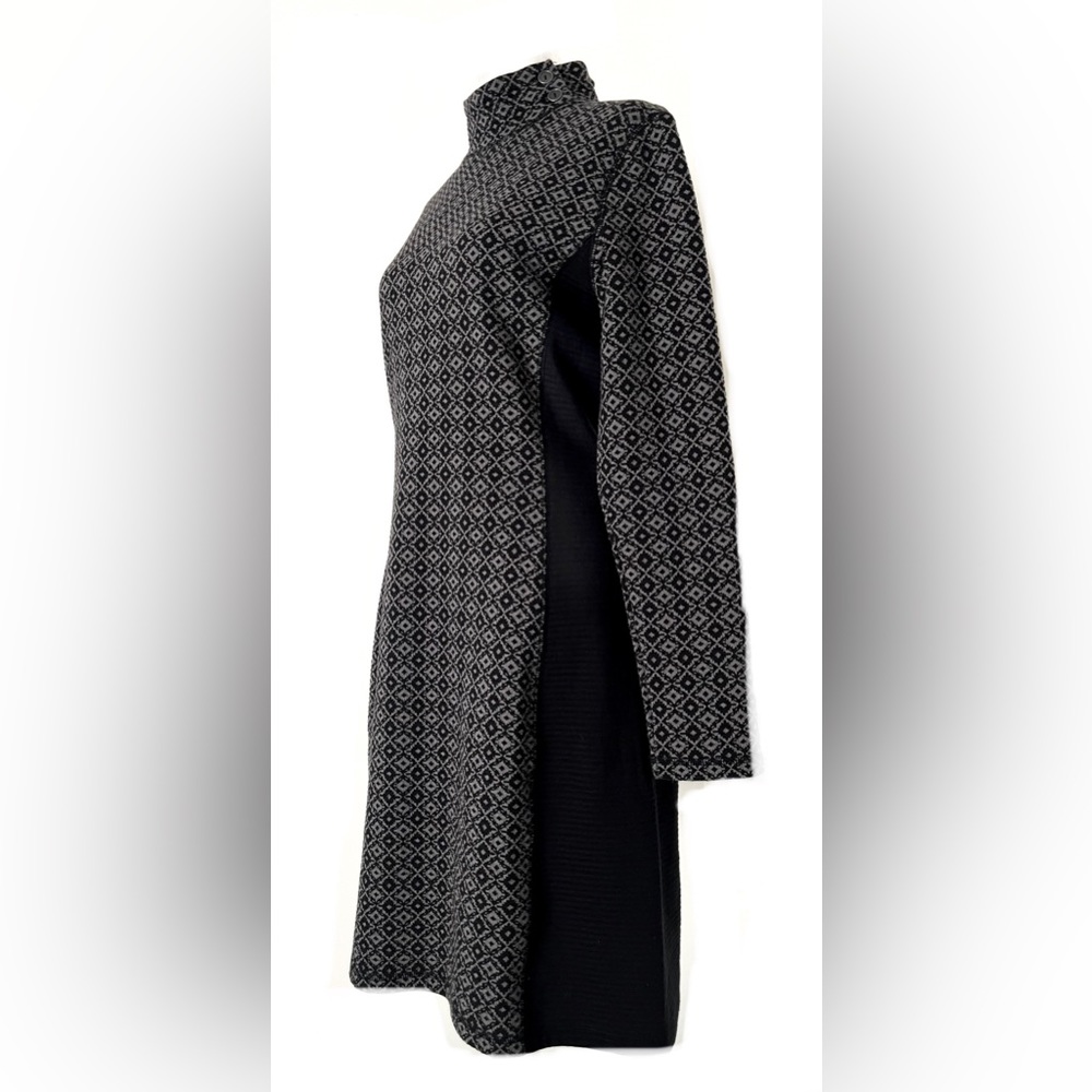 Sahalie Women’s Long Sleeve Black & Gray Mock Neck Winter Dress